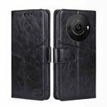 For Sharp Aquos R8 Pro SH-51 Geometric Stitching Leather Phone Case(Black)