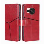 For Sharp Aquos R8 SH-52D Geometric Stitching Leather Phone Case(Red)