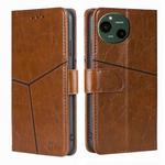 For Sharp Aquos R9 Geometric Stitching Leather Phone Case(Light Brown)