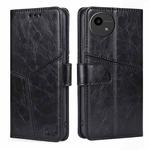 For Sharp Aquos Wish4 Geometric Stitching Leather Phone Case(Black)