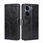 For Tecno Camon 20 Pro 4G Geometric Stitching Leather Phone Case(Black)