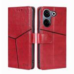 For Tecno Camon 20 Pro 4G Geometric Stitching Leather Phone Case(Red)