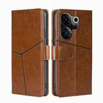 For Tecno Camon 20 Premier 5G Geometric Stitching Leather Phone Case(Light Brown)