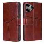 For Tecno Pova 6 Pro 5G Geometric Stitching Leather Phone Case(Dark Brown)