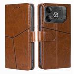 For Tecno Pova 6 5G Geometric Stitching Leather Phone Case(Light Brown)