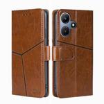 For Infinix Hot 30i 4G Geometric Stitching Leather Phone Case(Light Brown)