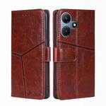 For Infinix Hot 30i 4G Geometric Stitching Leather Phone Case(Dark Brown)