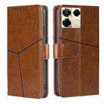 For Infinix Note 40 Pro 5G Geometric Stitching Leather Phone Case(Light Brown)