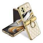 For vivo X Flip GKK Rhombus Pattern Electroplated Leather Phone Case with Ring(Champagne Gold)