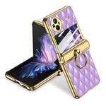 For vivo X Flip GKK Rhombus Pattern Electroplated Leather Phone Case with Ring(Purple)