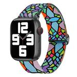 For Apple Watch SE 2022 44mm Painted Pattern Nylon Replacement Watch Band(Geometric Rainbow)