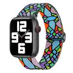 For Apple Watch 9 41mm Painted Pattern Nylon Replacement Watch Band(Geometric Rainbow)