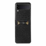 For Samsung Galaxy Z Flip5 Mandala Embossing Fold Leather Phone Case(Black)