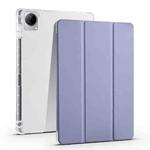 For vivo Pad 11 3-folding Transparent TPU Smart Leather Tablet Case with Pen Slot(Purple)