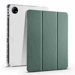 For vivo Pad2 12.1inch 3-folding Transparent TPU Smart Leather Tablet Case with Pen Slot(Green)