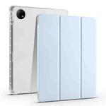 For vivo Pad2 12.1inch 3-folding Transparent TPU Smart Leather Tablet Case with Pen Slot(Ice Blue)