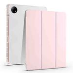 For vivo Pad2 12.1inch 3-folding Transparent TPU Smart Leather Tablet Case with Pen Slot(Pink)