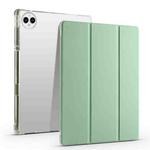 For vivo Pad3 Pro 3-folding Transparent TPU Smart Leather Tablet Case with Pen Slot(Matcha Green)
