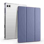 For vivo Pad3 Pro 3-folding Transparent TPU Smart Leather Tablet Case with Pen Slot(Purple)