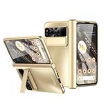 For Google Pixel Fold Integrated Electroplating Folding All-inclusive Phone Case with Pen Slot & Hinge(Gold)
