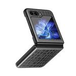 For Samsung Galaxy Z Flip5 Crocodile Texture Leather Folding Protective Phone Case(Black)