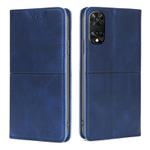 For TCL 505 4G Cow Texture Magnetic Leather Phone Case(Blue)