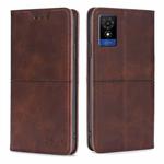 For TCL 501 4G Cow Texture Magnetic Leather Phone Case(Dark Brown)