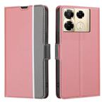 For Infinix Note 40 Pro 4G Twill Texture Side Button Leather Phone Case(Pink)