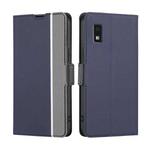 For Sharp Aqous Wish3 Twill Texture Side Button Leather Phone Case(Blue)