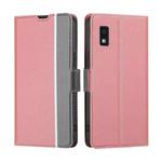For Sharp Aqous Wish3 Twill Texture Side Button Leather Phone Case(Pink)