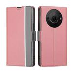 For Sharp Aquos R8 Pro SH-51 Twill Texture Side Button Leather Phone Case(Pink)