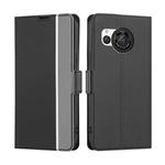 For Sharp Aquos R8 SH-52D Twill Texture Side Button Leather Phone Case(Black)