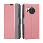 For Sharp Aquos R8 SH-52D Twill Texture Side Button Leather Phone Case(Pink)