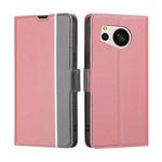 For Sharp Aquos sense8 Twill Texture Side Button Leather Phone Case(Pink)