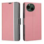 For Sharp Aquos R9 Twill Texture Side Button Leather Phone Case(Pink)