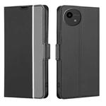 For Sharp Aquos Wish4 Twill Texture Side Button Leather Phone Case(Black)