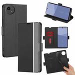 For Sharp Aqous wish5 Twill Texture Side Button Leather Phone Case(Black)