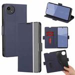 For Sharp Aqous wish5 Twill Texture Side Button Leather Phone Case(Blue)