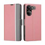 For Tecno Camon 20 Pro 5G Twill Texture Side Button Leather Phone Case(Pink)