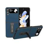 For Samsung Galaxy Z Flip4 Genuine Silky Soft ABEEL Black Edge Phone Case with Holder(Blue)