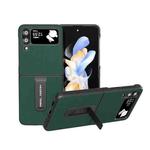 For Samsung Galaxy Z Flip4 Genuine Silky Soft ABEEL Black Edge Phone Case with Holder(Green)