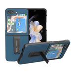 For Samsung Galaxy Z Flip5 Genuine Silky Soft ABEEL Black Edge Phone Case with Holder(Blue)