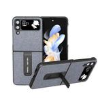 For Samsung Galaxy Z Flip4 Diamond Series Black Edge Phone Case with Holder(Black)