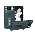For Samsung Galaxy Z Flip4 Dream Litchi Texture PU Phone Case with Holder(Blue)