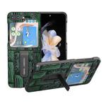 For Samsung Galaxy Z Flip5 ABEEL Genuine Leather Mahjong Texture Series Phone Case with Holder(Green)