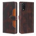 For TCL 505 4G Skin Feel Magnetic Buckle Leather Phone Case(Brown)