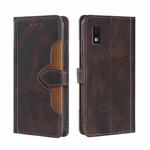 For Sharp Aqous Wish3 Skin Feel Magnetic Buckle Leather Phone Case(Brown)