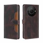 For Sharp Aquos R8 Pro SH-51 Skin Feel Magnetic Buckle Leather Phone Case(Brown)