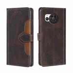 For Sharp Aquos R8 SH-52D Skin Feel Magnetic Buckle Leather Phone Case(Brown)