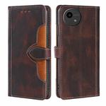 For Sharp Aqous Wish4 Skin Feel Magnetic Buckle Leather Phone Case(Brown)